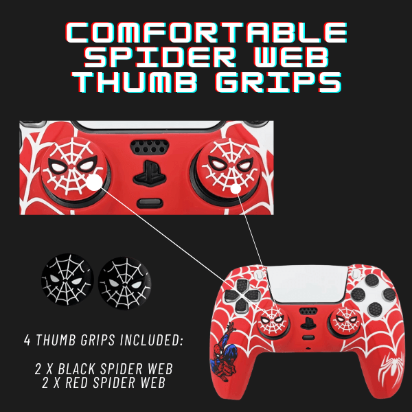 Anti-Slip Red and White Silicone Controller Cover for PS5 with 4 Thumb Grips - Kool Millennials