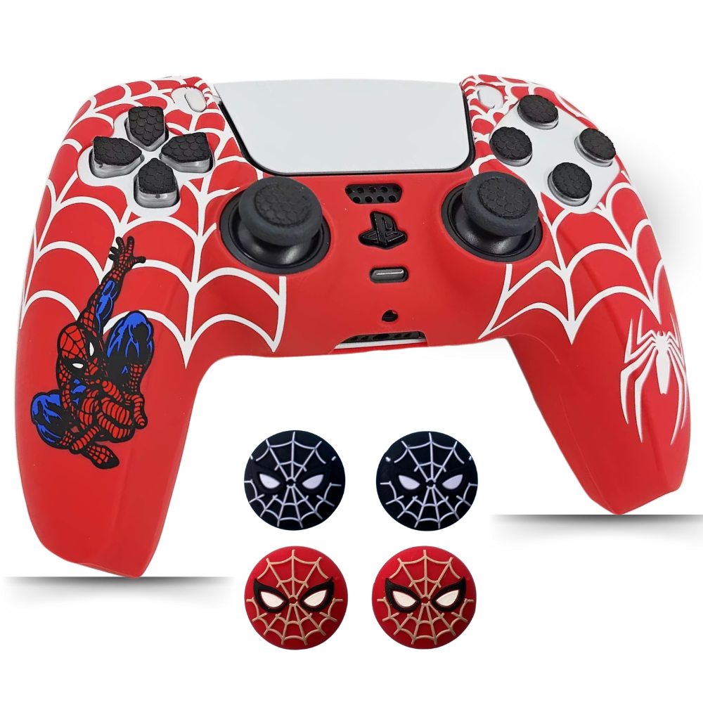 Anti-Slip Black and White Silicone Controller Cover for PS5 with 4 Thumb Grips