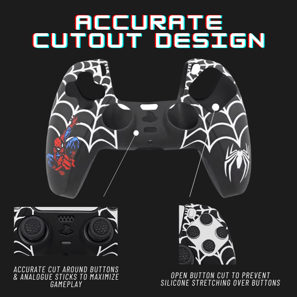 Anti-Slip Black and White Silicone Controller Cover for PS5 with 4 Thumb Grips - Kool Millennials