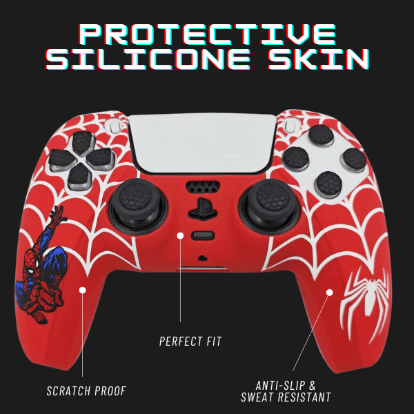 Anti-Slip Red and White Silicone Controller Cover for PS5 with 4 Thumb Grips - Kool Millennials