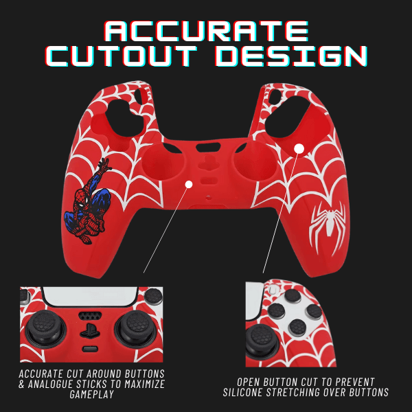 Anti-Slip Red and White Silicone Controller Cover for PS5 with 4 Thumb Grips - Kool Millennials